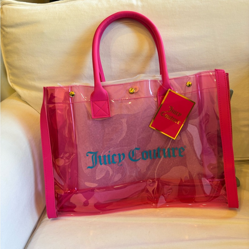Juicy couture, transparent, pink vinyl bag